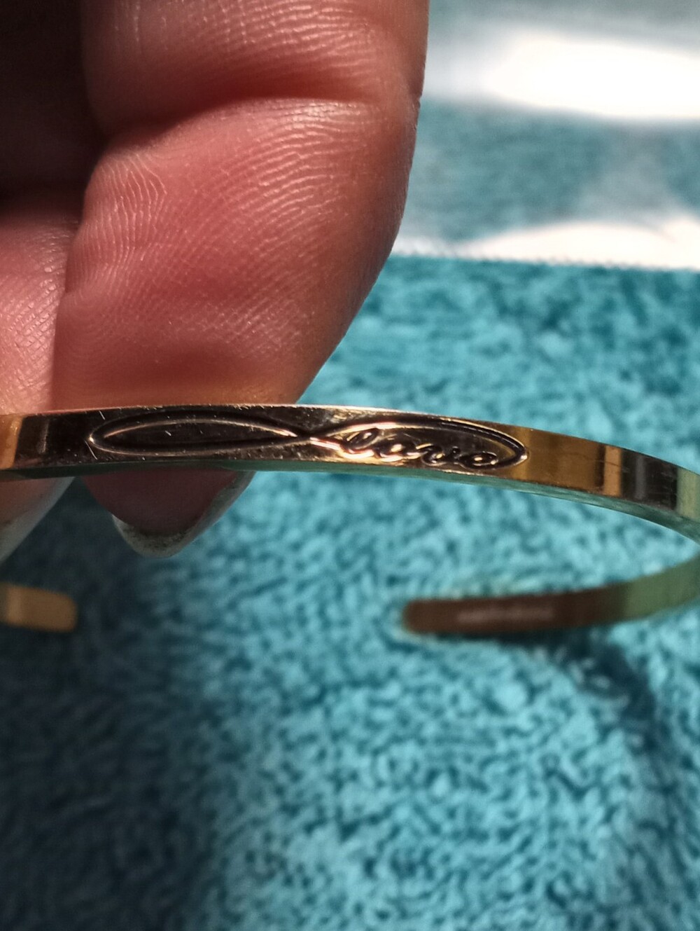 MantraBand Gold-Tone Cuff Bracelet with Script Accent - Love - Figure 8